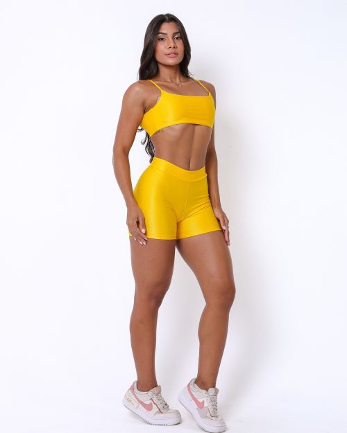 Conjunto Short Básico Cós Fino Compressão + Top Ju