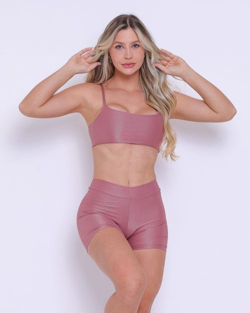 Conjunto Short Básico Cós Fino Compressão + Top Ju