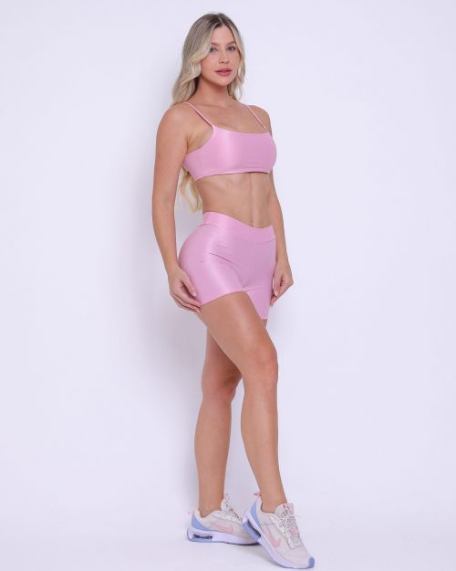 Conjunto Short Básico Cós Fino Compressão + Top Ju
