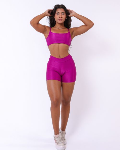 Conjunto Short Básico Cós Fino Compressão + Top Ju