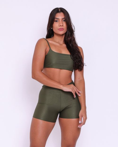 Conjunto Short Básico Cós Fino Compressão + Top Ju