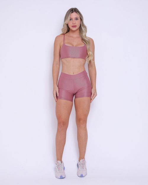 Conjunto Short Básico Cós Fino Compressão + Top Ju