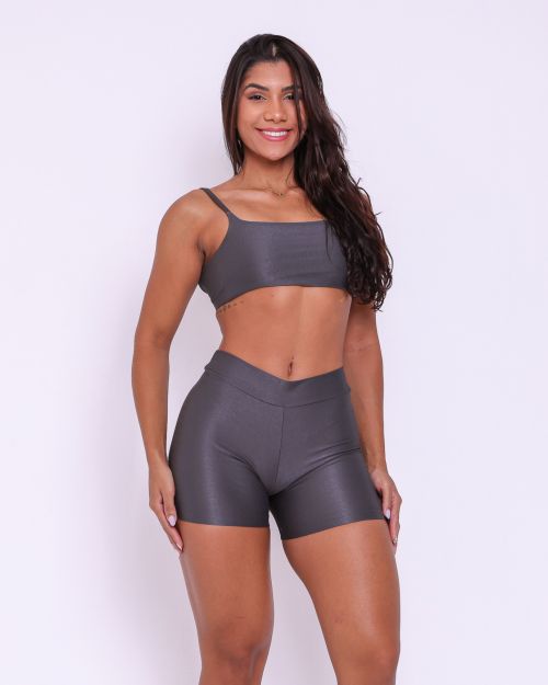 Conjunto Short Básico Cós Fino Compressão + Top Ju