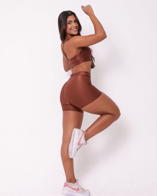 Conjunto Short Básico Cós Fino Compressão + Top Lu