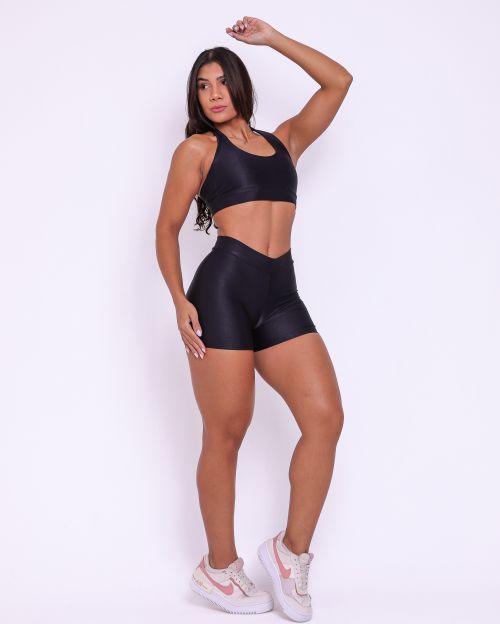 Conjunto Short Básico Cós Fino Compressão + Top Jhully