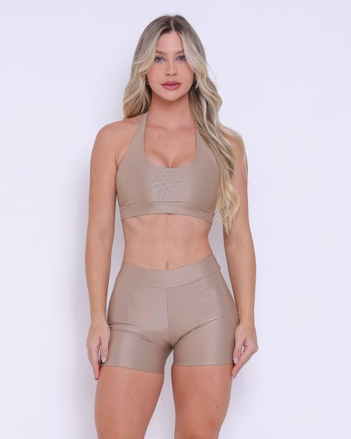 Conjunto Short Básico Cós Fino Compressão + Top Jhully