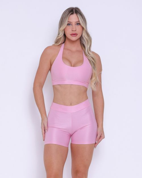 Conjunto Short Básico Cós Fino Compressão + Top Jhully