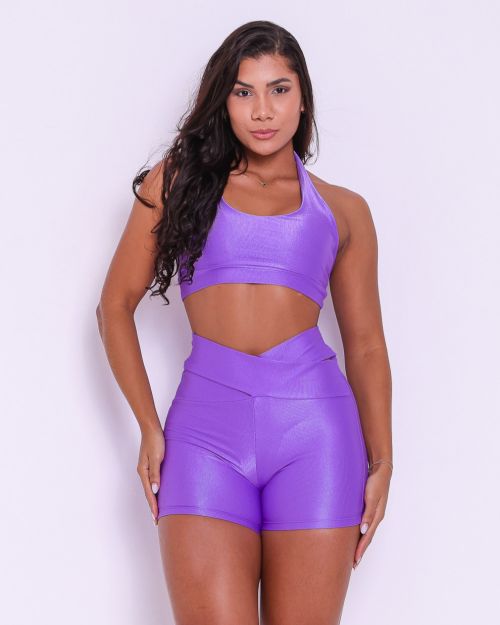 Conjunto Short Básico Cós Cruzado Compressão + Top Jhully