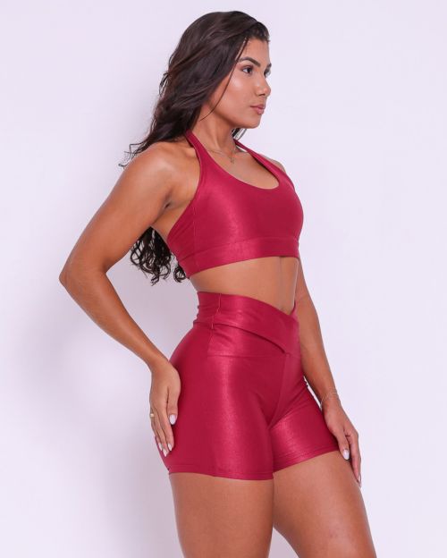 Conjunto Short Básico Cós Cruzado Compressão + Top Jhully
