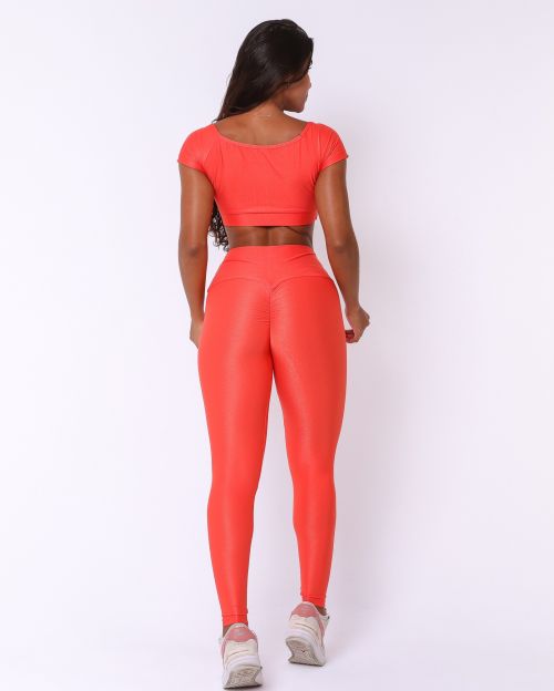 Conjunto Calça Legging Empina Compressão + Top Manguinha