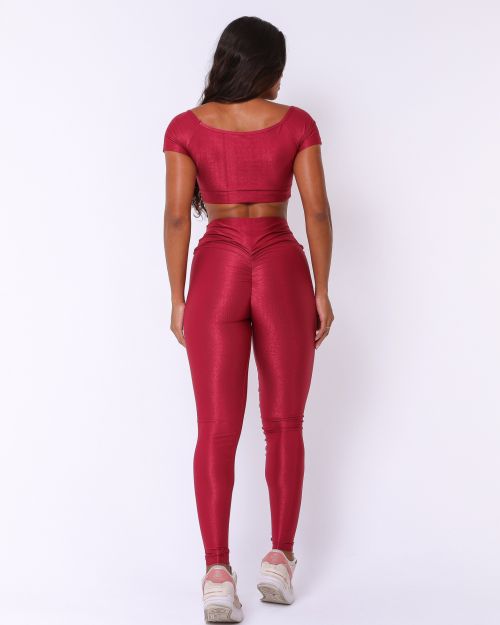 Conjunto Calça Legging Empina Compressão + Top Manguinha