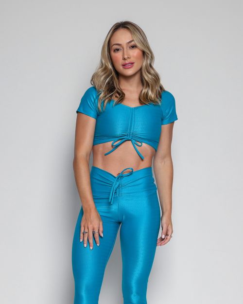 Conjunto Calça Legging Empina Compressão + Top Manguinha