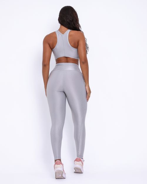 Conjunto Calça Legging Básica Bolso Compressão + Top Sofia