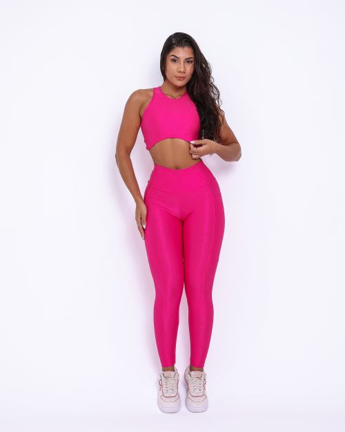 Conjunto Calça Legging Básica Bolso Compressão + Top Sofia