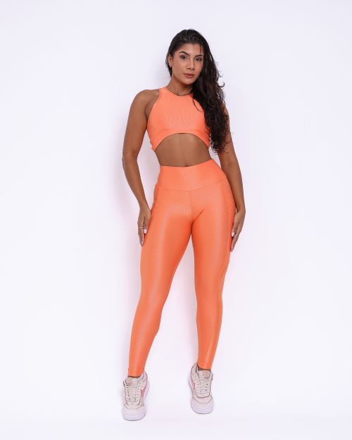 Conjunto Calça Legging Básica Bolso Compressão + Top Sofia