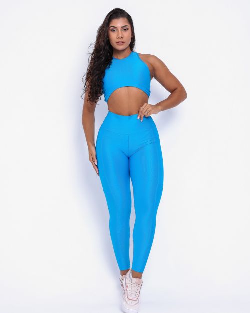 Conjunto Cal�a Legging B�sica Bolso Compress�o + Top Sofia
