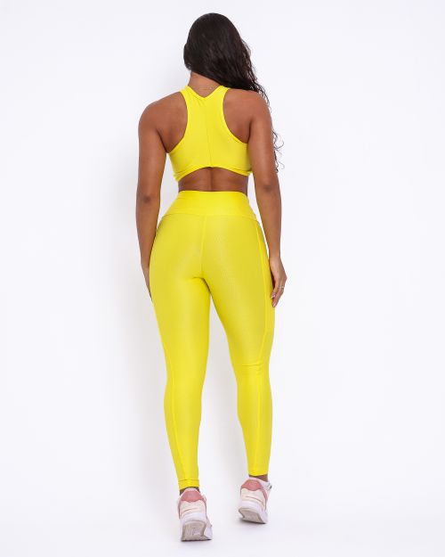 Conjunto Calça Legging Básica Bolso Compressão + Top Sofia