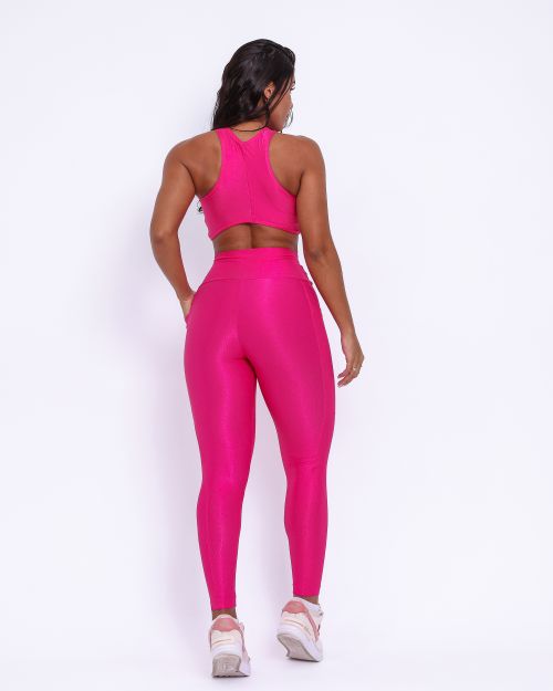 Conjunto Calça Legging Básica Bolso Compressão + Top Sofia