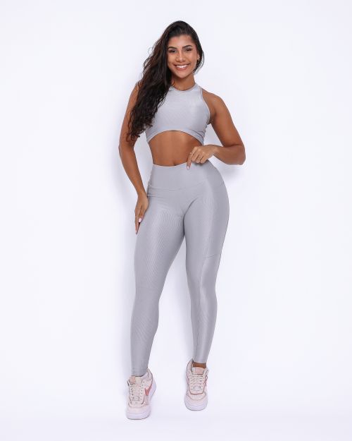 Conjunto Calça Legging Básica Bolso Compressão + Top Sofia