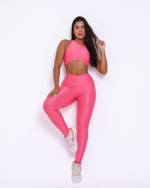 Conjunto Calça Legging Básica Bolso Compressão + Top Sofia