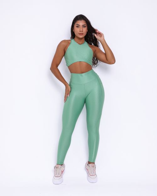 Conjunto Calça Legging Básica Bolso Compressão + Top Sofia