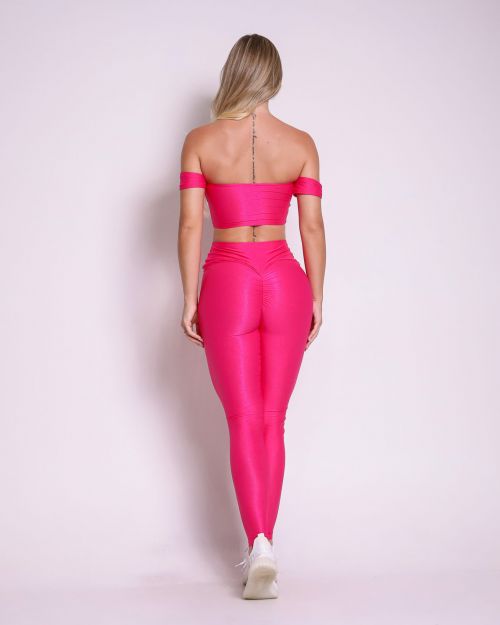 Conjunto Calça Legging Empina Compressão + Top Ciganinha