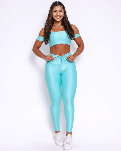 Conjunto Calça Legging Empina Compressão + Top Ciganinha