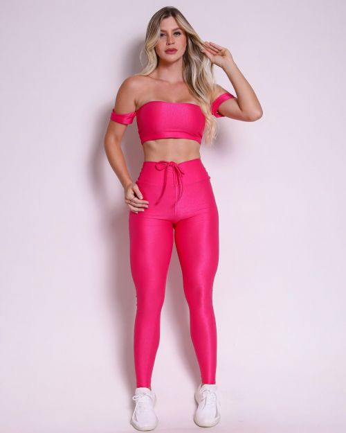 Conjunto Calça Legging Empina Compressão + Top Ciganinha