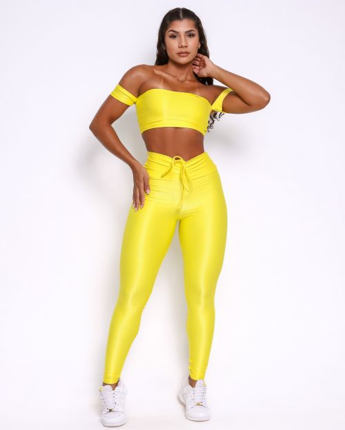 Conjunto Calça Legging Empina Compressão + Top Ciganinha