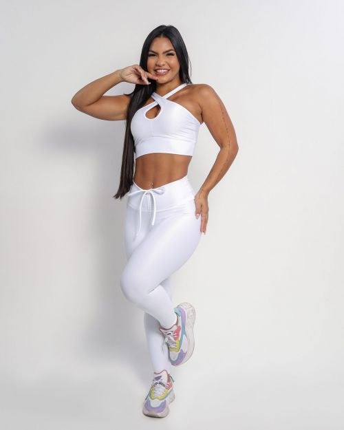 Conjunto Calça Legging Empina Compressão + Top Cruzado