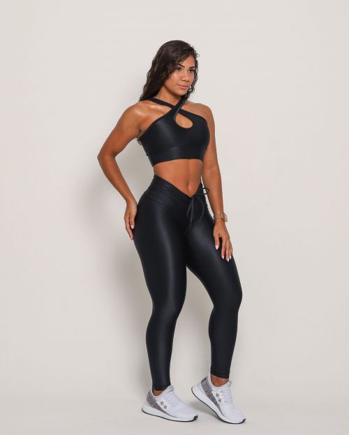 Conjunto Calça Legging Empina Compressão + Top Cruzado