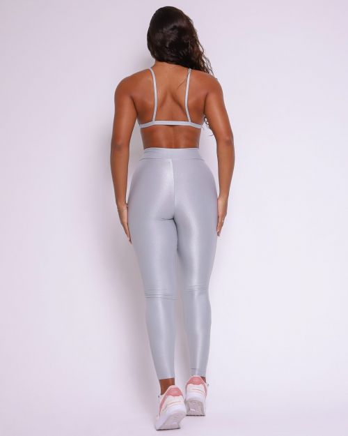 Conjunto Calça Legging Básica Cós Cruzado Compressão + Top Rafa