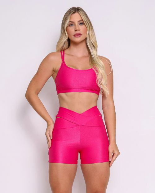 Conjunto Short B�sico C�s Cruzado Compress�o + Top Aline