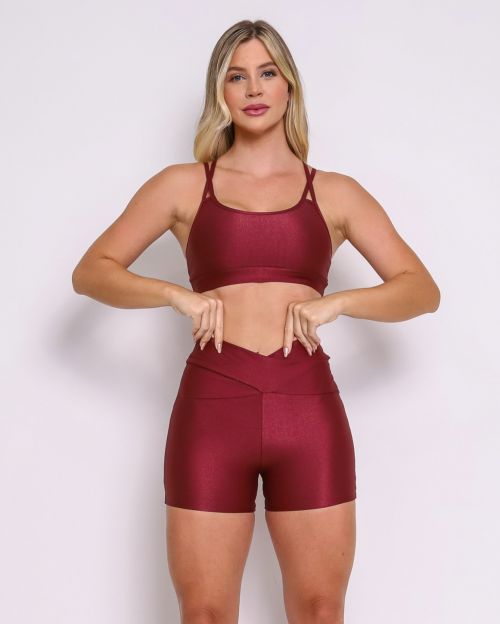 Conjunto Short B�sico C�s Cruzado Compress�o + Top Aline