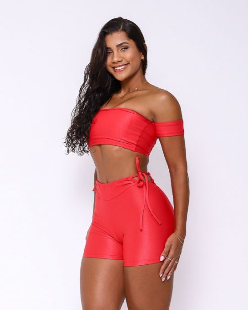 Conjunto Short Empina Ajuste Compressão + Top Ciganinha