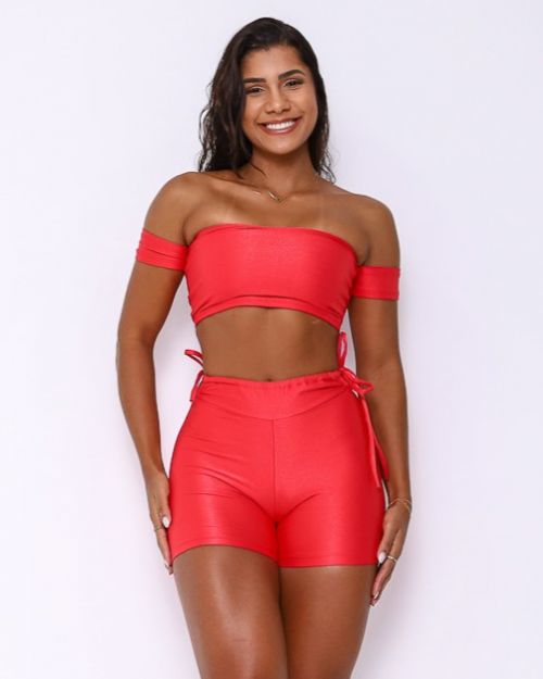 Conjunto Short Empina Ajuste Compressão + Top Ciganinha