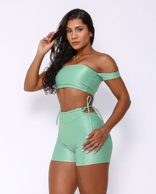 Conjunto Short Empina Ajuste Compressão + Top Ciganinha