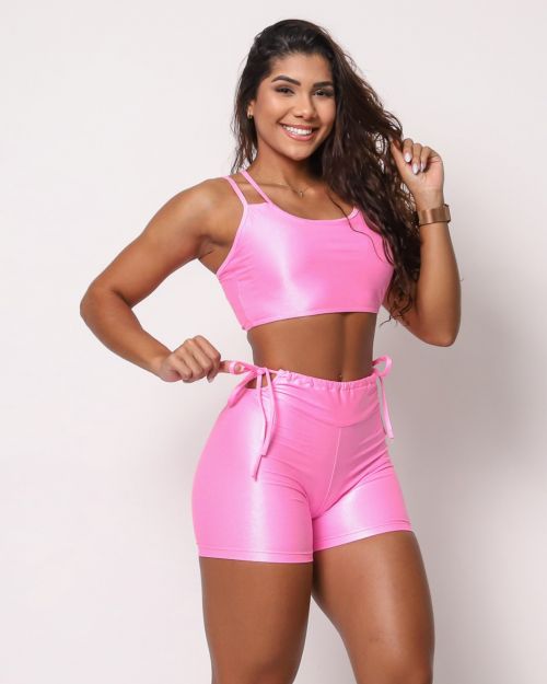 Conjunto Short Empina Ajuste Compressão + Top Lari