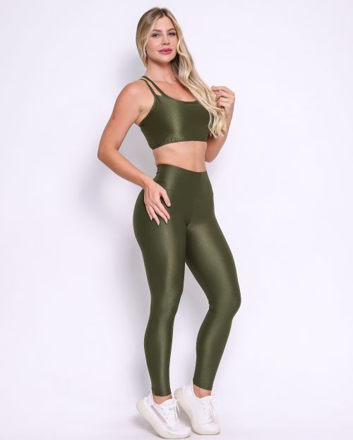 Conjunto Calça Legging Básica Compressão + Top Lari