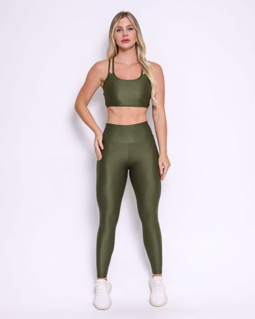 Conjunto Calça Legging Básica Compressão + Top Lari