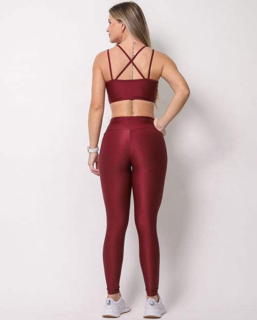 Conjunto Calça Legging Básica Compressão + Top Lari