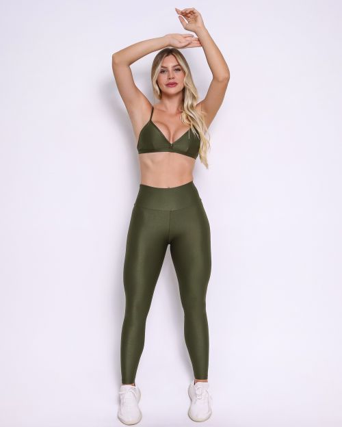 Conjunto Calça Legging Básica Compressão + Top Rafa