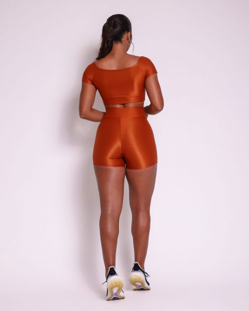 Conjunto Short B�sico C�s Cruzado Compress�o + Top Manguinha