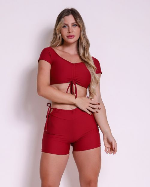 Conjunto Short Empina Ajuste Light + Top Manguinha