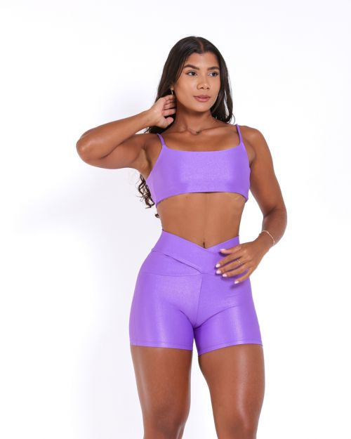 Conjunto Short Básico Cós Cruzado Compressão + Top Ju