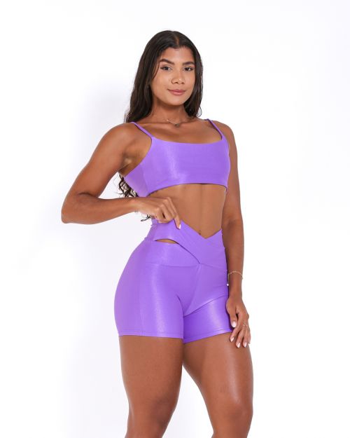 Conjunto Short Básico Cós Cruzado Compressão + Top Ju