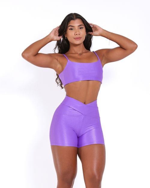 Conjunto Short Básico Cós Cruzado Compressão + Top Ju