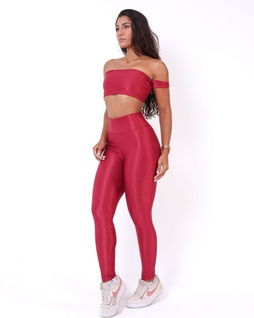 Conjunto Calça Legging Básica Compressão + Top Ciganinha