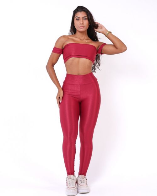 Conjunto Calça Legging Básica Compressão + Top Ciganinha