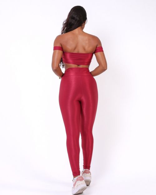 Conjunto Calça Legging Básica Compressão + Top Ciganinha
